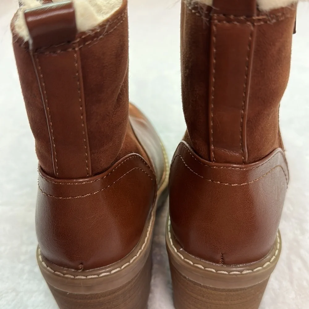 Universal Thread Womens Marla Block Heel Cognac Brown Zippered Boots Size 6 - Picture 9 of 16